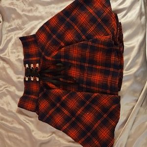 Red plaid skater skirt